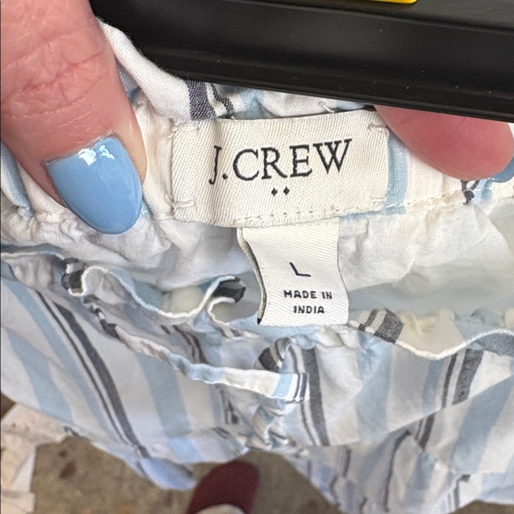 J Crew Tiered Blue, White, gray Striped  Skirt Size Large - Picture 6 of 9